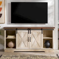 58" Farmhouse TV Stand with Sliding Barn Doors & Adjustable Shelves