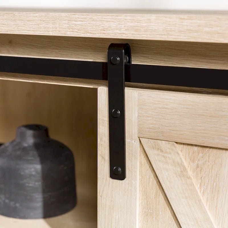 58" Farmhouse TV Stand with Sliding Barn Doors & Adjustable Shelves