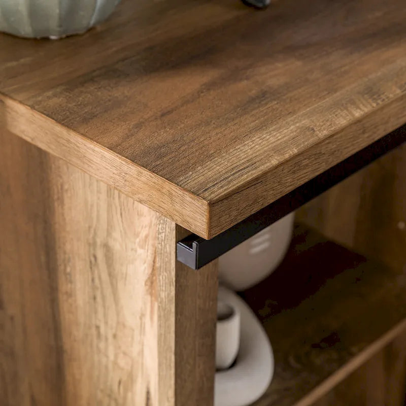 58" Farmhouse TV Stand with Sliding Barn Doors & Adjustable Shelves