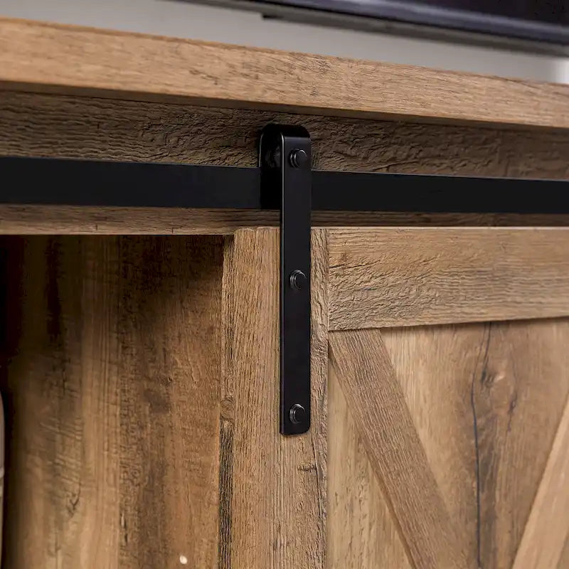 58" Farmhouse TV Stand with Sliding Barn Doors & Adjustable Shelves