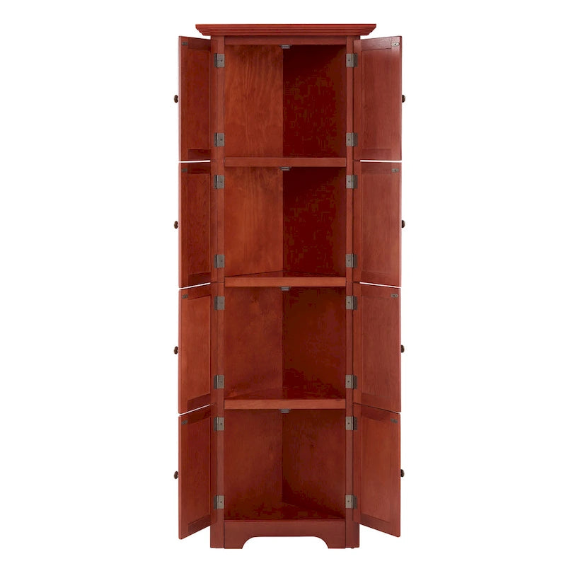 72" Tall Corner Kitchen Pantry Cabinet with 8 Doors & Adjustable Shelves