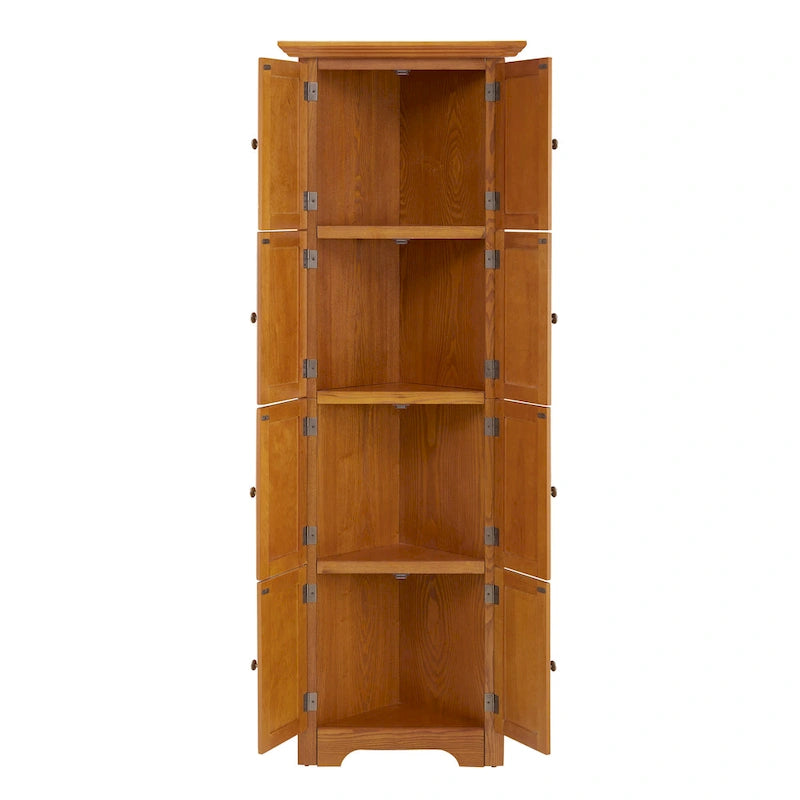 72" Tall Corner Kitchen Pantry Cabinet with 8 Doors & Adjustable Shelves