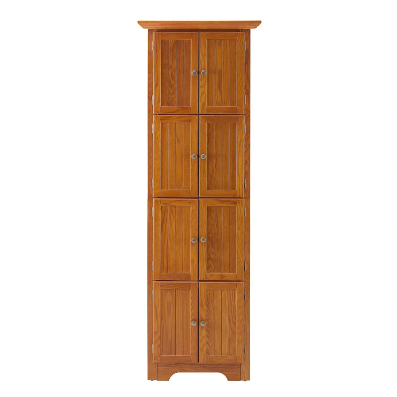 72" Tall Corner Kitchen Pantry Cabinet with 8 Doors & Adjustable Shelves
