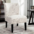 Floral Upholstered Slipper Accent Chair with Dark Wood Legs