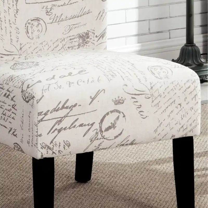 Floral Upholstered Slipper Accent Chair with Dark Wood Legs