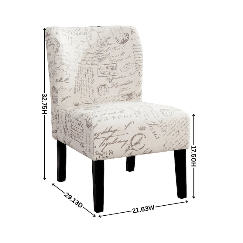 Floral Upholstered Slipper Accent Chair with Dark Wood Legs