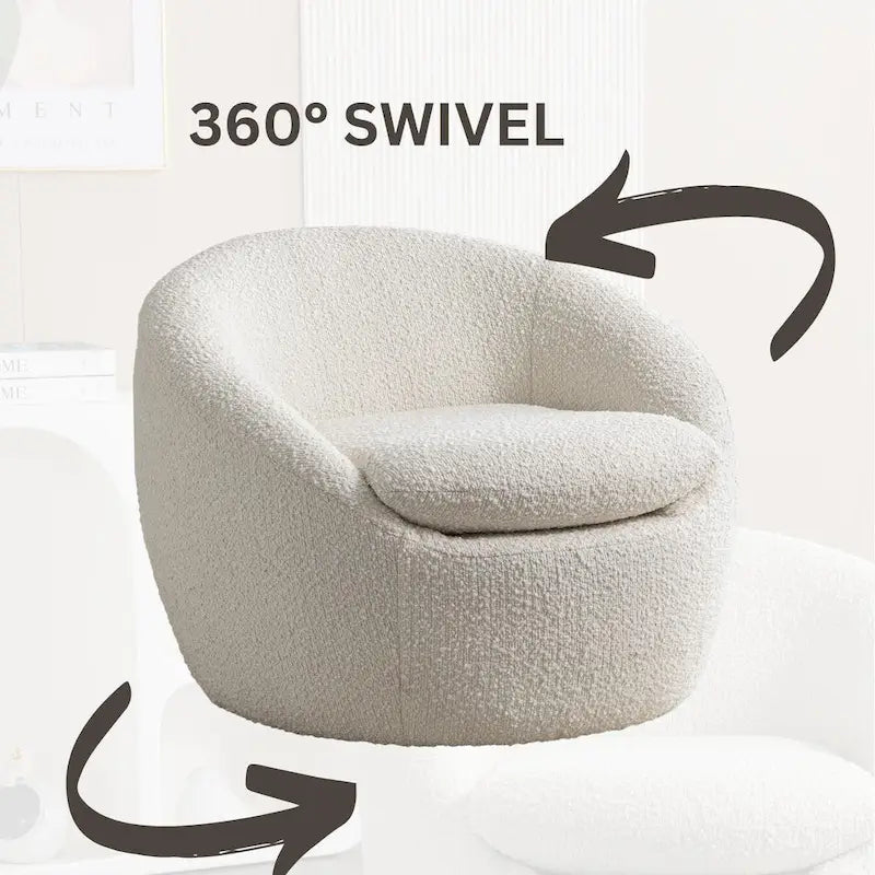 Barrel Swivel Chair with Round Metal Base — 360° Rotating Accent Chair