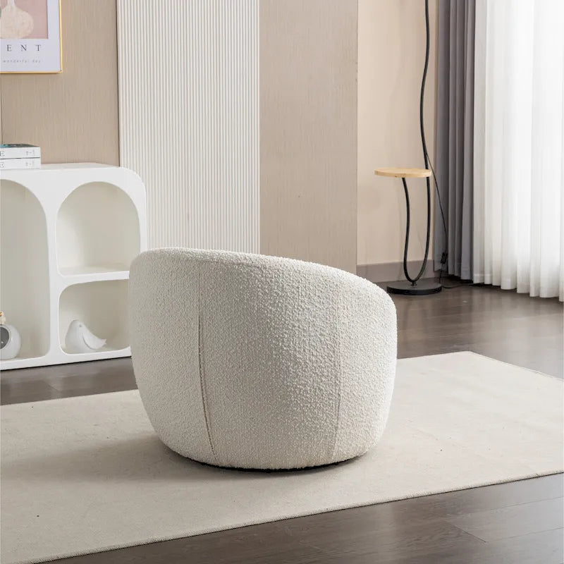 Barrel Swivel Chair with Round Metal Base — 360° Rotating Accent Chair