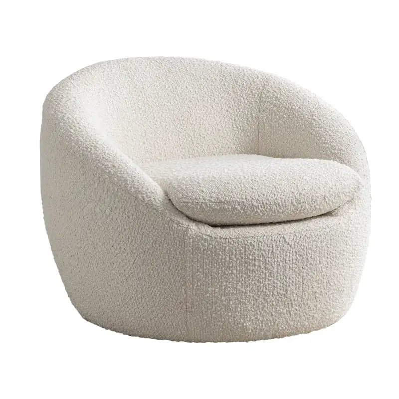 Barrel Swivel Chair with Round Metal Base — 360° Rotating Accent Chair