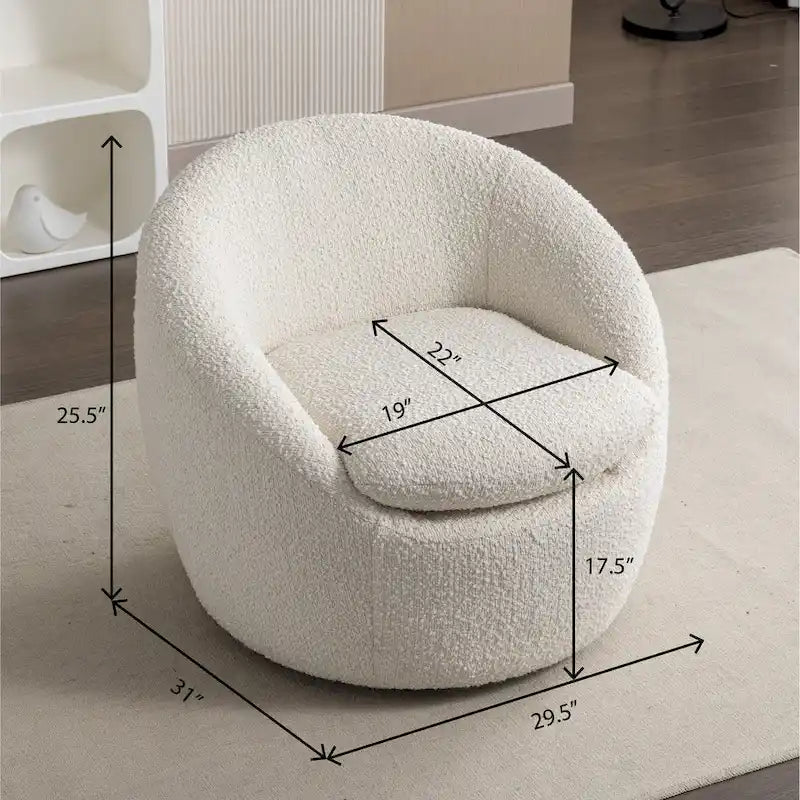Barrel Swivel Chair with Round Metal Base — 360° Rotating Accent Chair