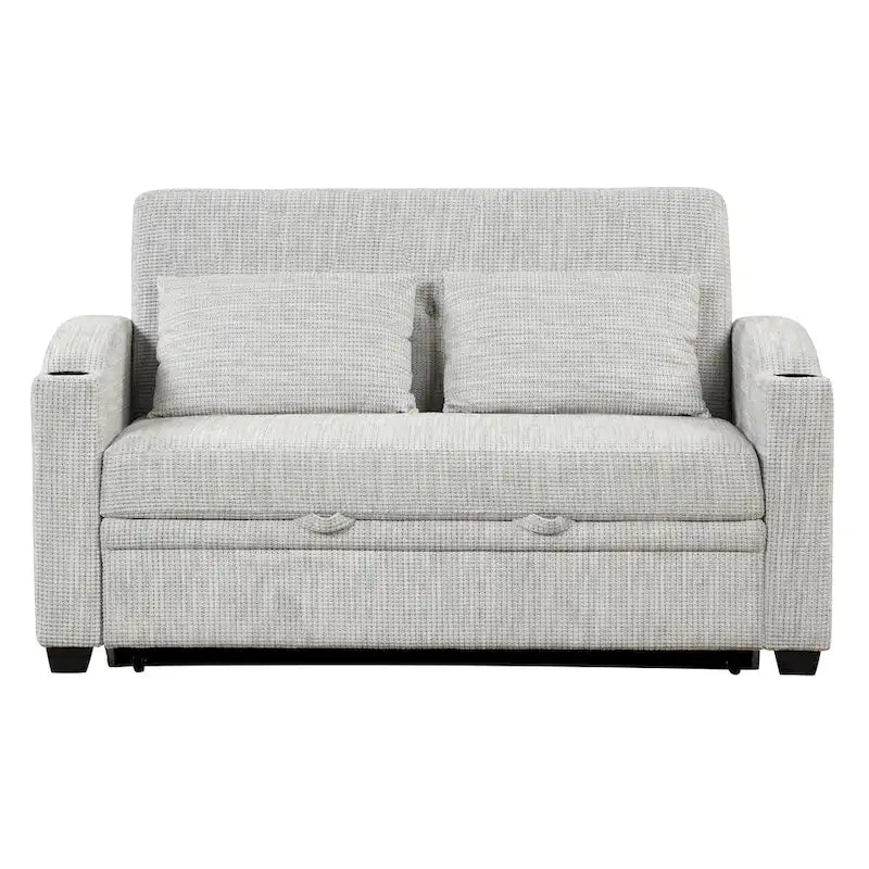Convertible Loveseat Sofa Bed with USB Ports & Cup Holders