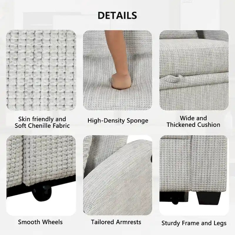 Convertible Loveseat Sofa Bed with USB Ports & Cup Holders