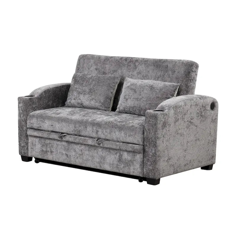 Convertible Loveseat Sofa Bed with USB Ports & Cup Holders