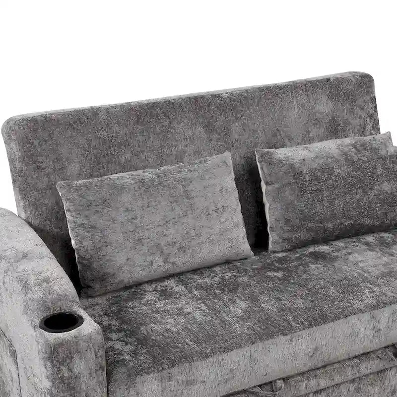Convertible Loveseat Sofa Bed with USB Ports & Cup Holders