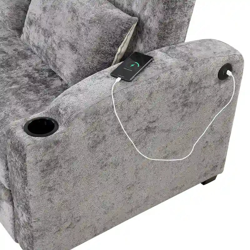 Convertible Loveseat Sofa Bed with USB Ports & Cup Holders