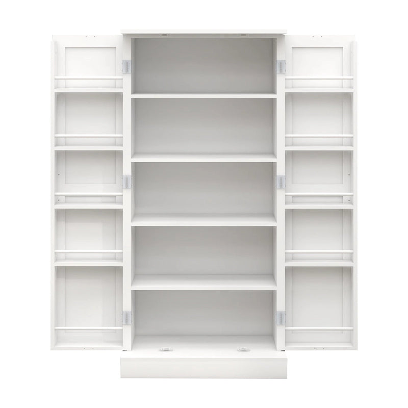 Freestanding Kitchen Pantry Cabinet with LED Sensor Light, 5-Tier Shelves & USB Port