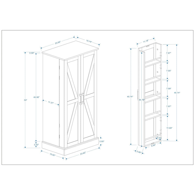 Freestanding Kitchen Pantry Cabinet with LED Sensor Light, 5-Tier Shelves & USB Port