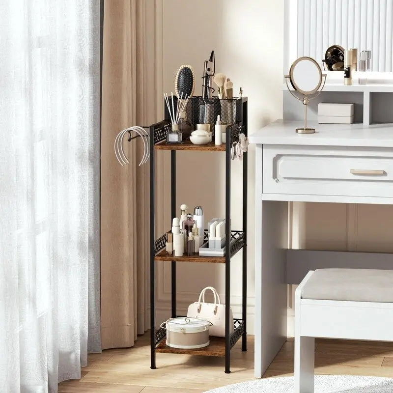 3-Tier Narrow Bathroom Shelf with Toilet Paper Holder & Storage Tray