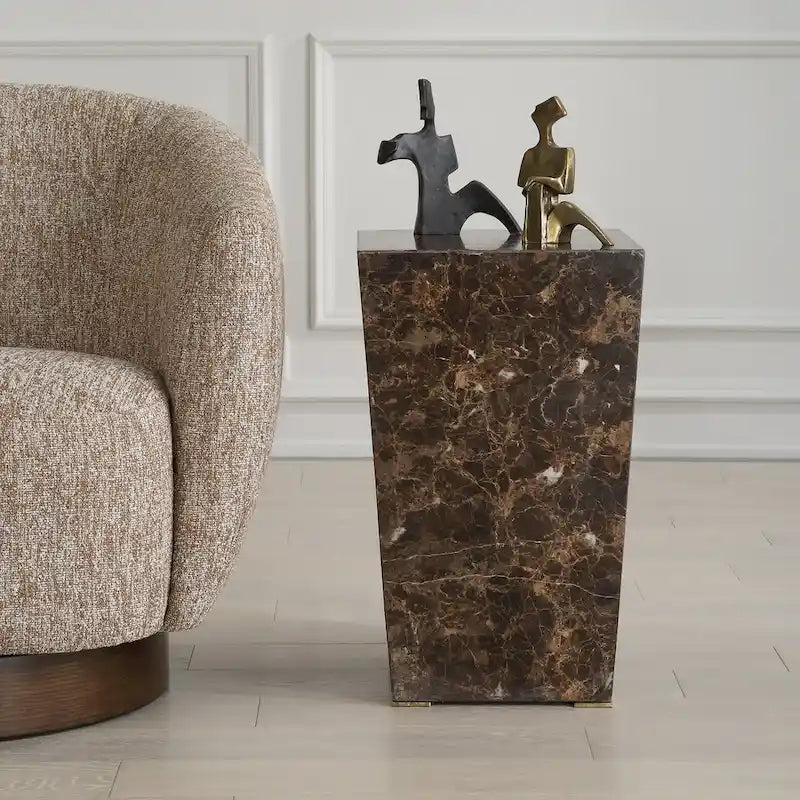 Emperador Marble Accent Table with Stainless Steel Legs