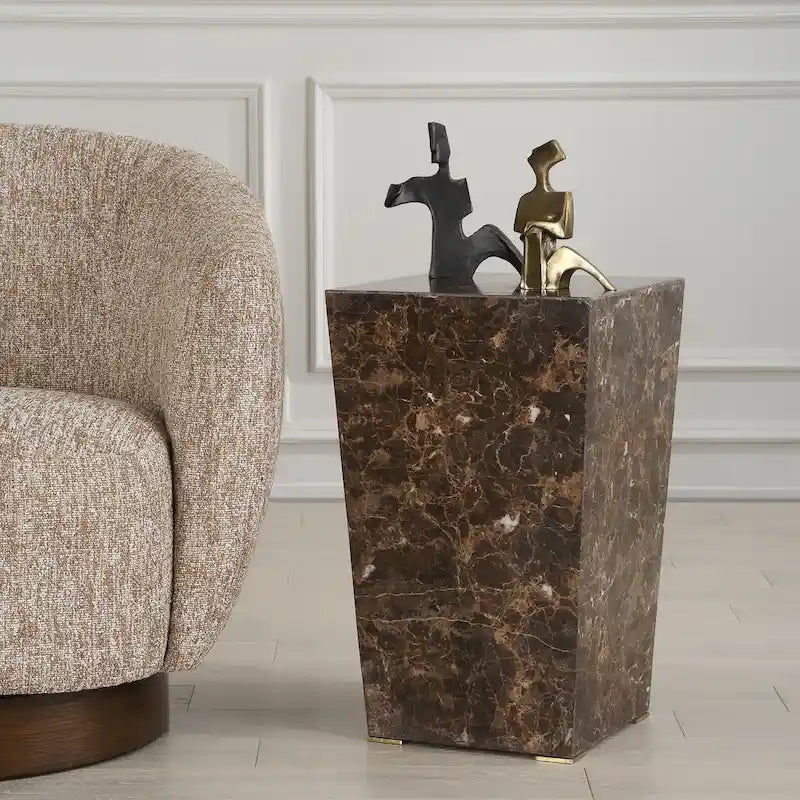 Emperador Marble Accent Table with Stainless Steel Legs