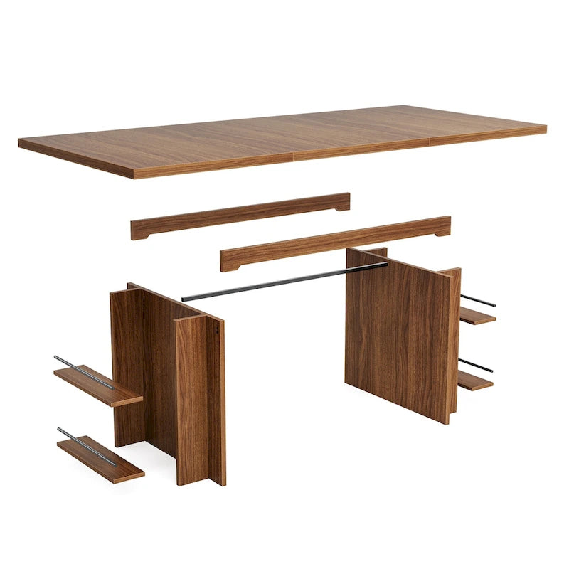 63" Executive Office Desk with Dual Side Storage Shelves & Hanging Rods