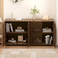 63" Buffet Sideboard Cabinet with Slatted Solid Wood Doors & Adjustable Shelves