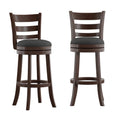 Ladder Back Swivel Bar Stool with Upholstered Seat & Ring Footrest