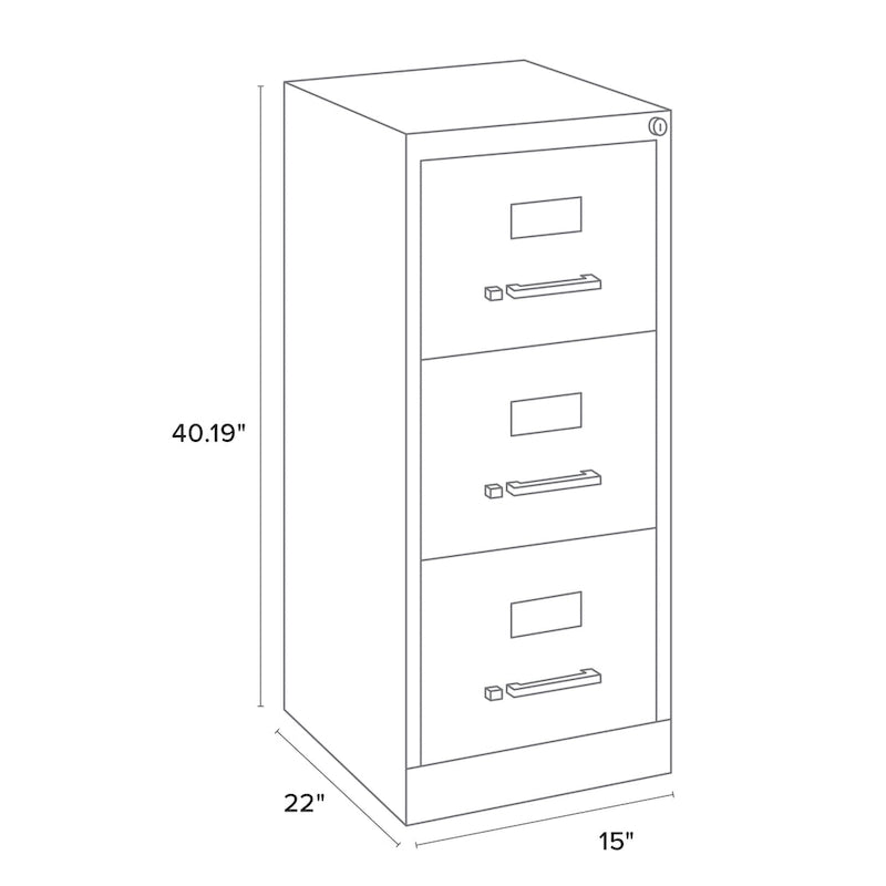 3-Drawer Deep Vertical File Cabinet for Letter-Width Files