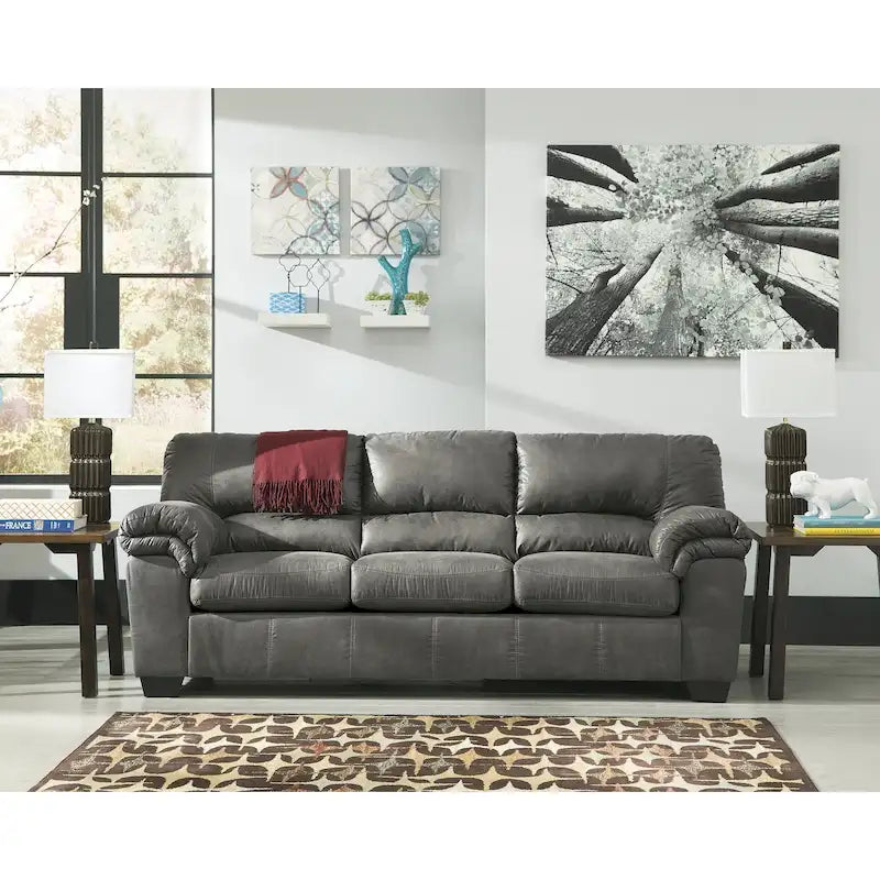 Multi-Tonal Upholstered Sofa with Plush Cushions