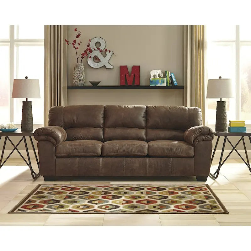 Multi-Tonal Upholstered Sofa with Plush Cushions