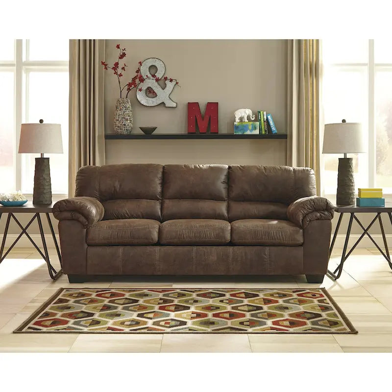 Multi-Tonal Upholstered Sofa with Plush Cushions