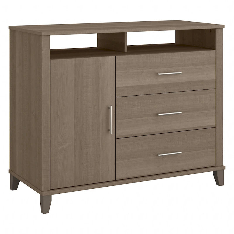 Tall TV Stand with Storage Cabinet, 3 Drawers & Open Shelves