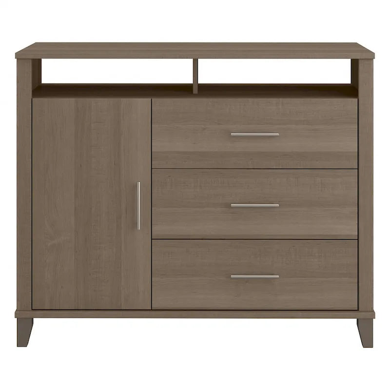 Tall TV Stand with Storage Cabinet, 3 Drawers & Open Shelves