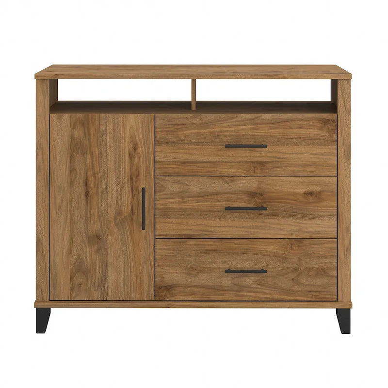 Tall TV Stand with Storage Cabinet, 3 Drawers & Open Shelves