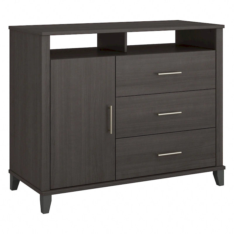 Tall TV Stand with Storage Cabinet, 3 Drawers & Open Shelves