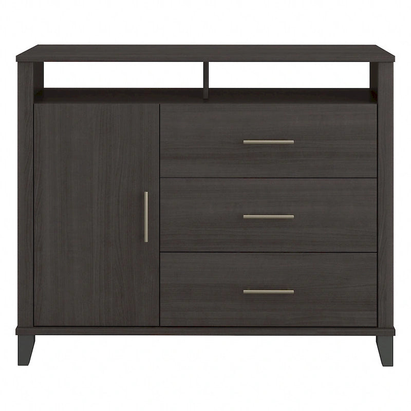 Tall TV Stand with Storage Cabinet, 3 Drawers & Open Shelves