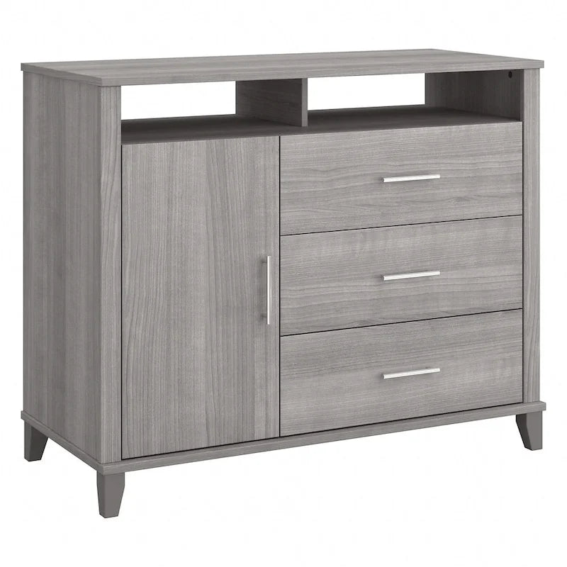 Tall TV Stand with Storage Cabinet, 3 Drawers & Open Shelves