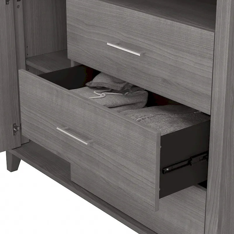 Tall TV Stand with Storage Cabinet, 3 Drawers & Open Shelves