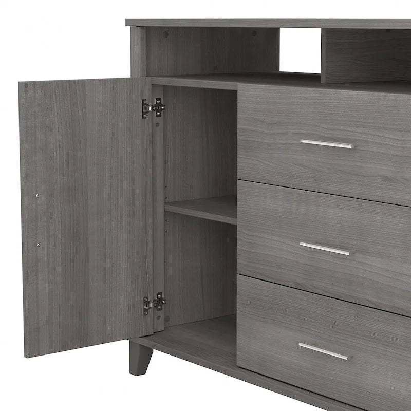 Tall TV Stand with Storage Cabinet, 3 Drawers & Open Shelves