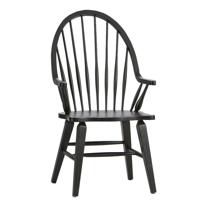 Arm Chair in Rustic Black — Solid Wood Dining Chair