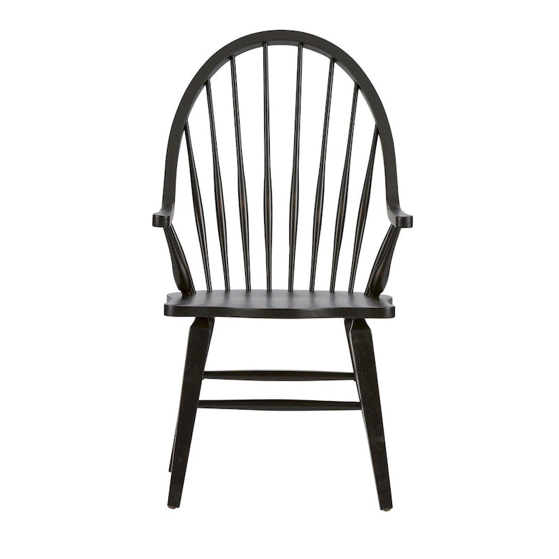 Arm Chair in Rustic Black — Solid Wood Dining Chair