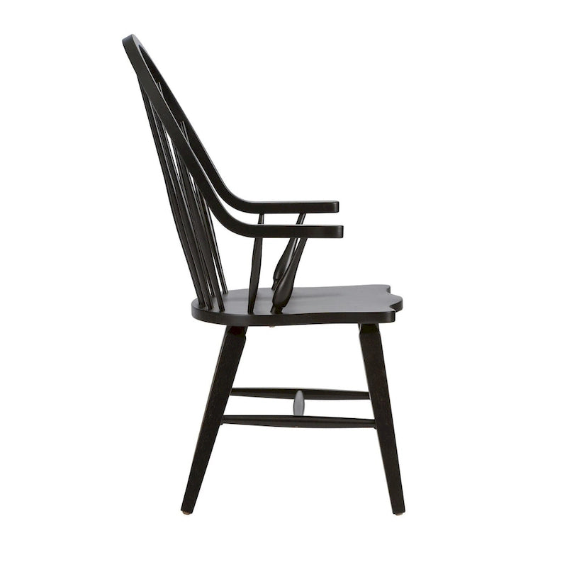 Arm Chair in Rustic Black — Solid Wood Dining Chair