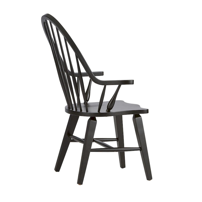 Arm Chair in Rustic Black — Solid Wood Dining Chair
