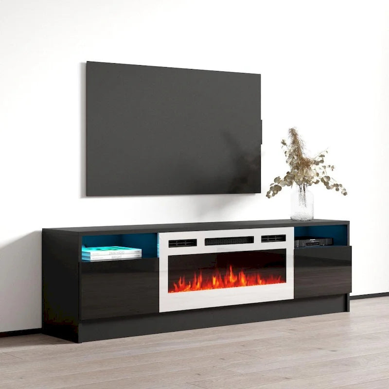 63" TV Stand with Electric Fireplace Insert & 16-Color LED Light System