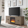 58" TV Stand with Inset Electric Fireplace & Adjustable Storage