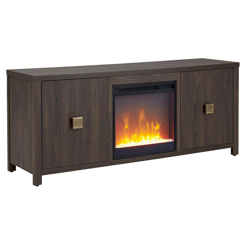 58" TV Stand with Inset Electric Fireplace & Adjustable Storage