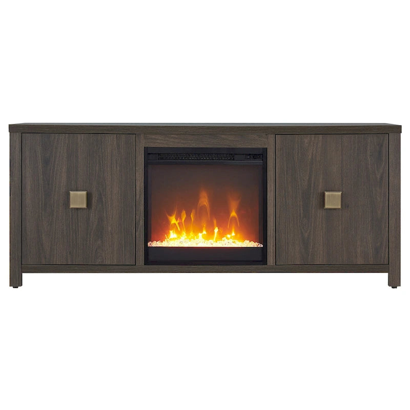 58" TV Stand with Inset Electric Fireplace & Adjustable Storage