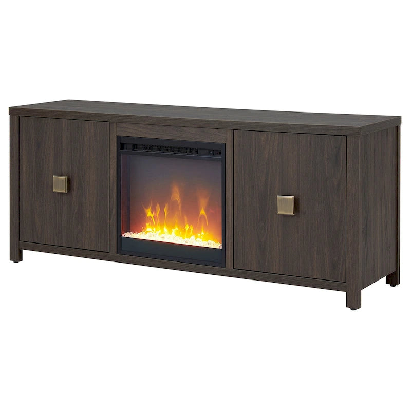 58" TV Stand with Inset Electric Fireplace & Adjustable Storage