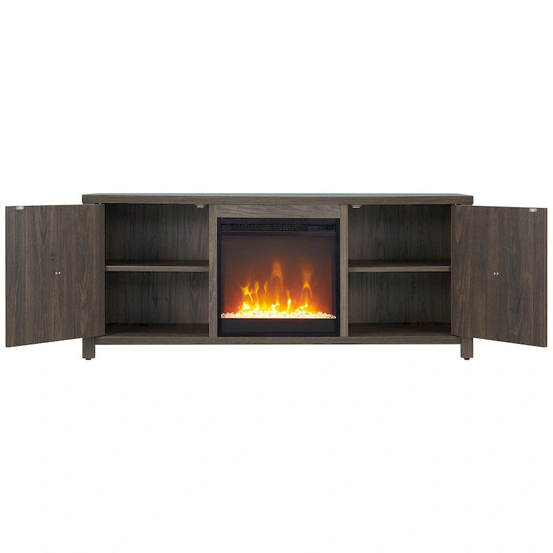 58" TV Stand with Inset Electric Fireplace & Adjustable Storage