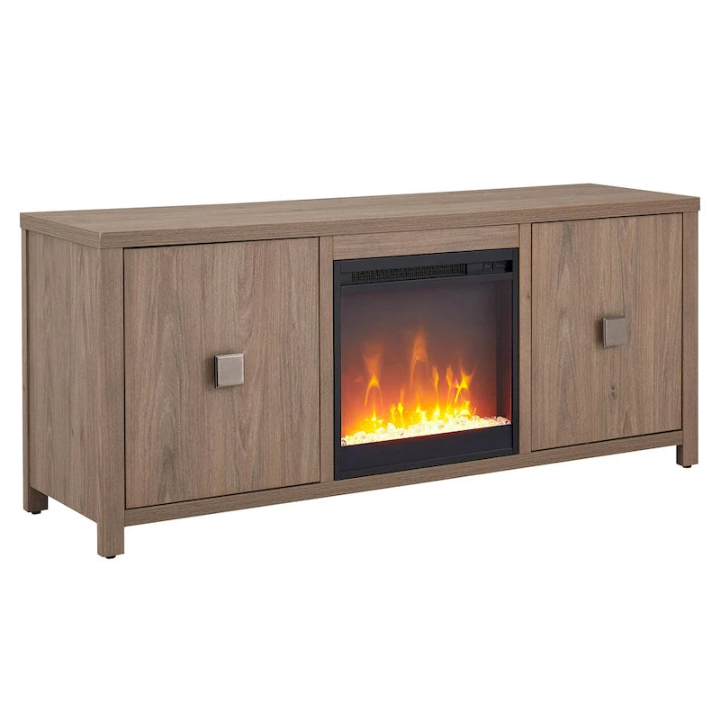 58" TV Stand with Inset Electric Fireplace & Adjustable Storage